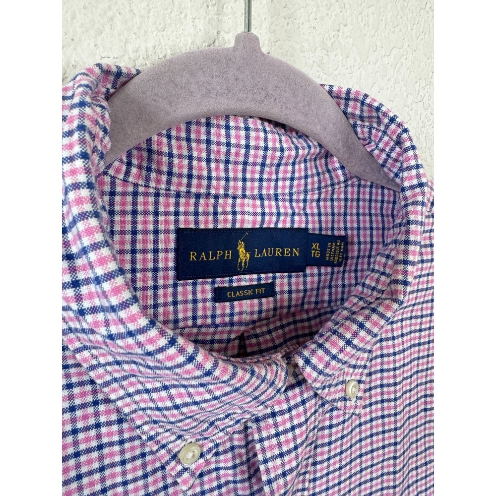 Ralph Lauren Classic Fit Button Down Shirt Men's XL Pink Check Preppy Old Money‎ - Picture 2 of 7
